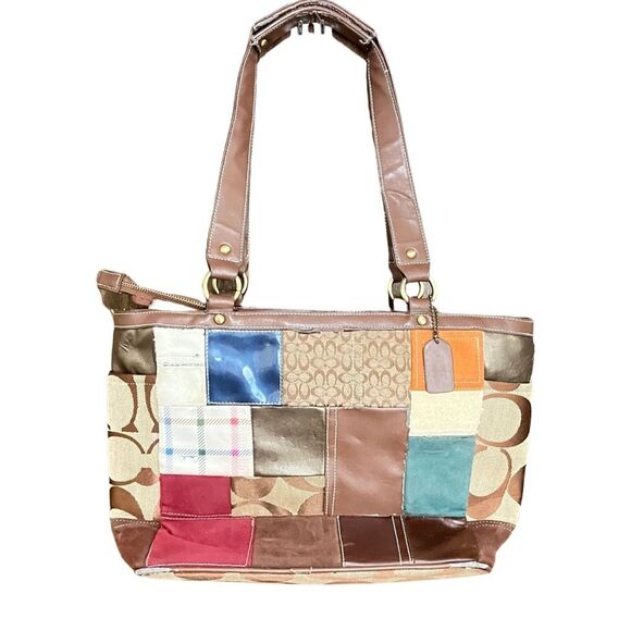 Coach Womens Patchwork Limited Edition Tote Shoulder Bag Multi-Color Size Medium - Picture 2 of 11